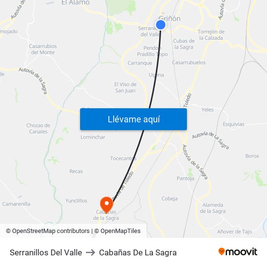 Serranillos Del Valle to Cabañas De La Sagra map