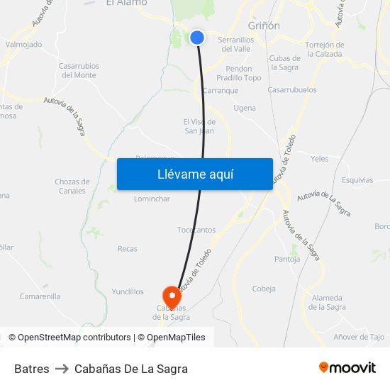 Batres to Cabañas De La Sagra map