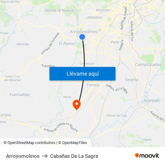 Arroyomolinos to Cabañas De La Sagra map