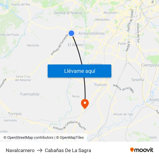 Navalcarnero to Cabañas De La Sagra map
