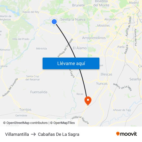 Villamantilla to Cabañas De La Sagra map
