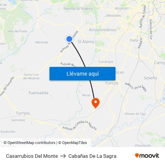 Casarrubios Del Monte to Cabañas De La Sagra map