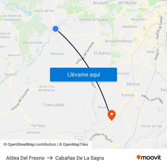 Aldea Del Fresno to Cabañas De La Sagra map