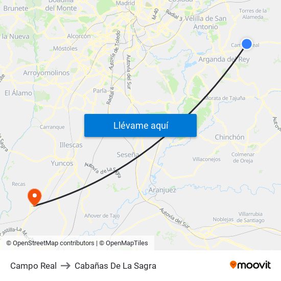 Campo Real to Cabañas De La Sagra map