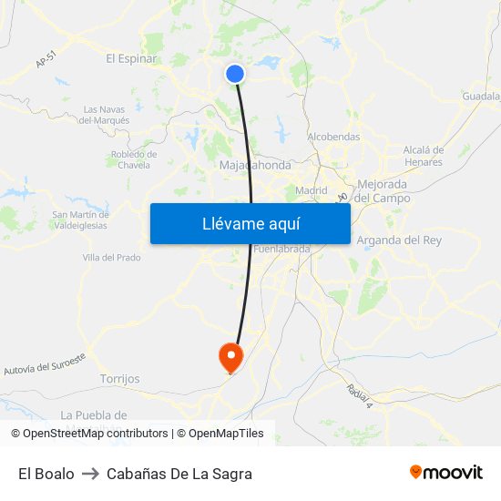 El Boalo to Cabañas De La Sagra map