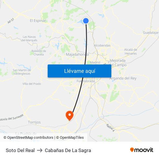 Soto Del Real to Cabañas De La Sagra map