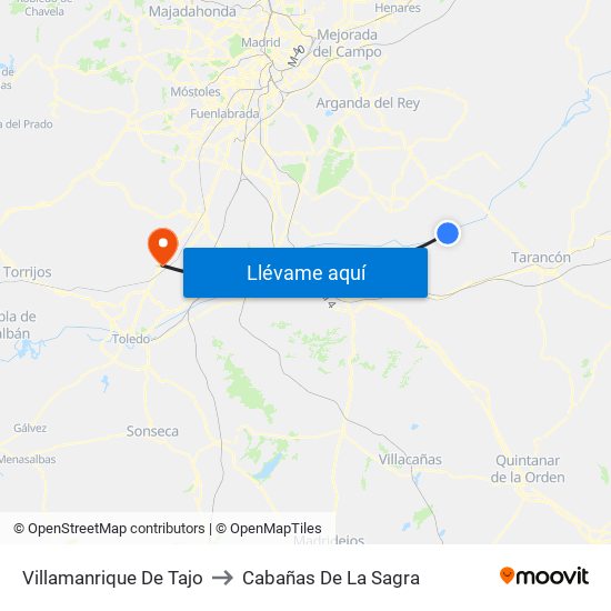 Villamanrique De Tajo to Cabañas De La Sagra map