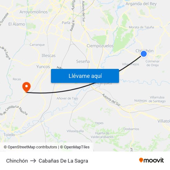 Chinchón to Cabañas De La Sagra map