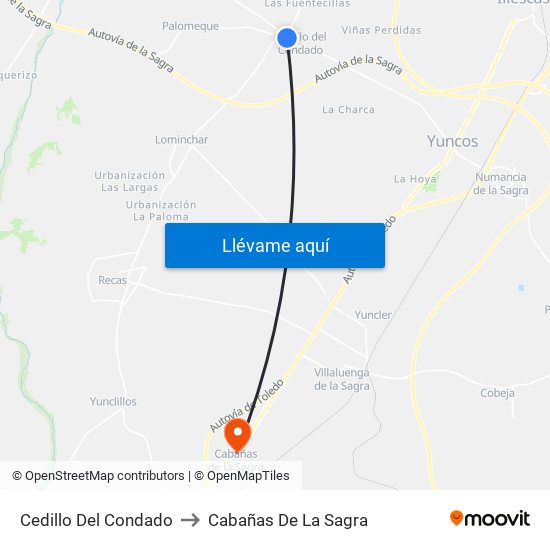Cedillo Del Condado to Cabañas De La Sagra map