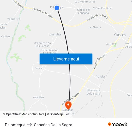 Palomeque to Cabañas De La Sagra map