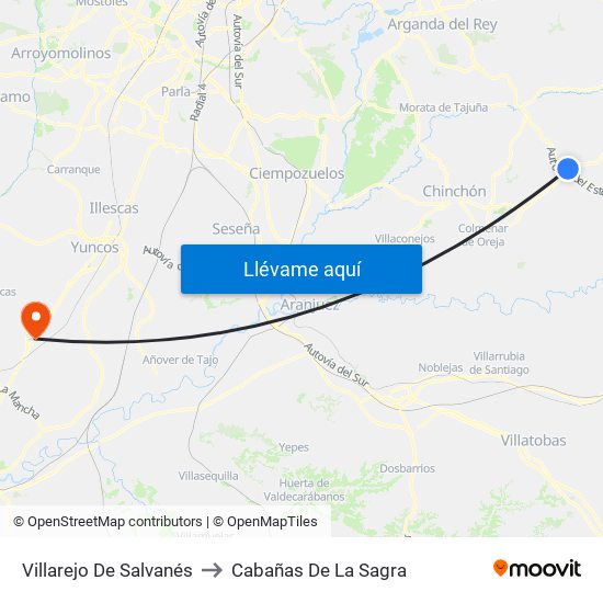 Villarejo De Salvanés to Cabañas De La Sagra map