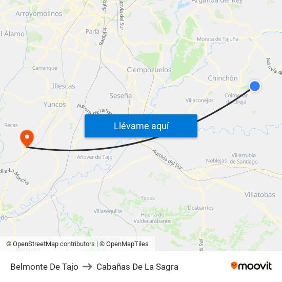 Belmonte De Tajo to Cabañas De La Sagra map