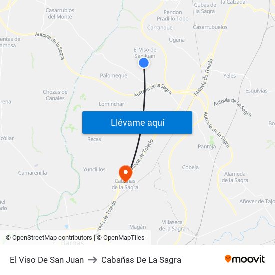 El Viso De San Juan to Cabañas De La Sagra map