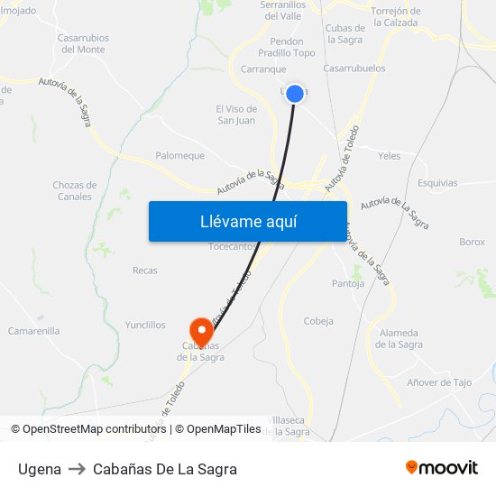 Ugena to Cabañas De La Sagra map