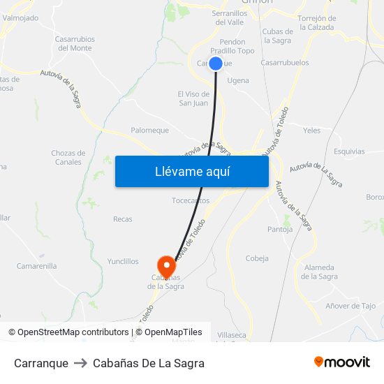 Carranque to Cabañas De La Sagra map