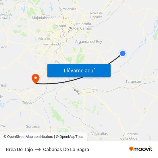 Brea De Tajo to Cabañas De La Sagra map