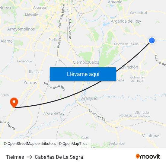 Tielmes to Cabañas De La Sagra map
