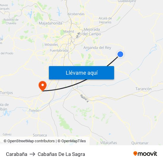 Carabaña to Cabañas De La Sagra map