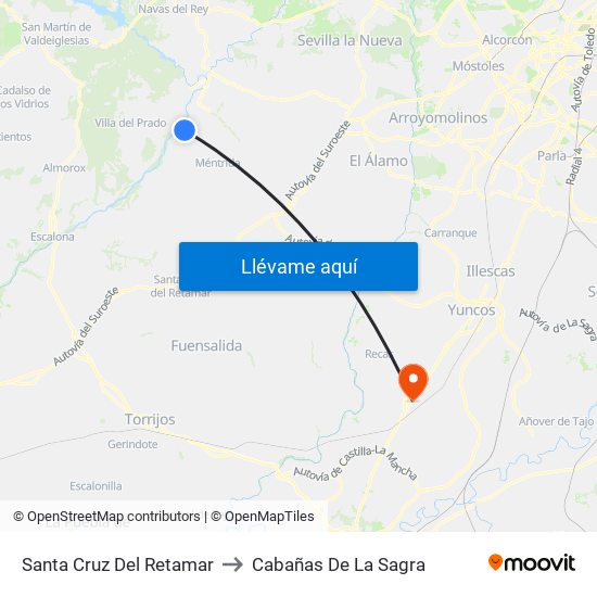 Santa Cruz Del Retamar to Cabañas De La Sagra map
