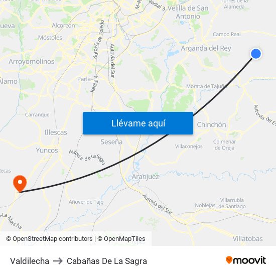 Valdilecha to Cabañas De La Sagra map