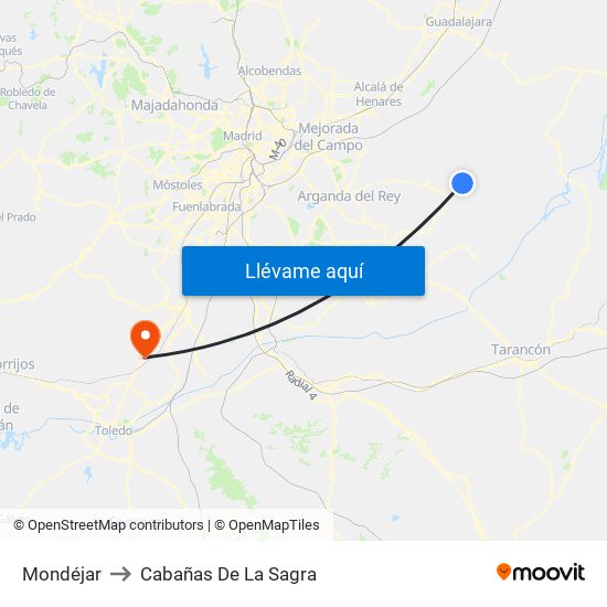 Mondéjar to Cabañas De La Sagra map