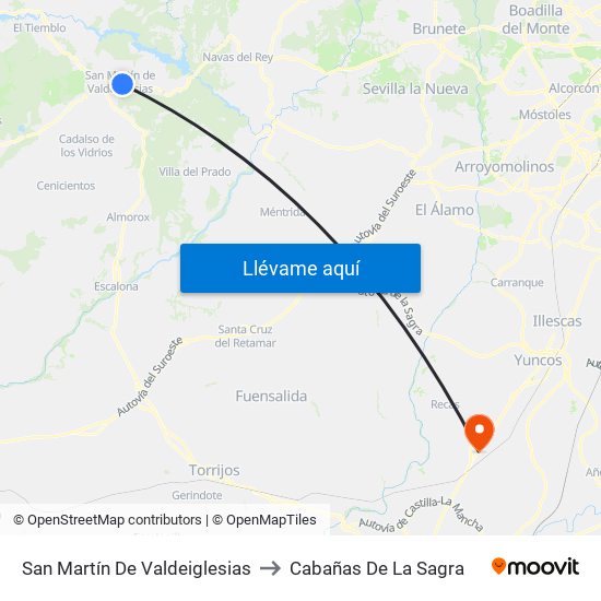 San Martín De Valdeiglesias to Cabañas De La Sagra map