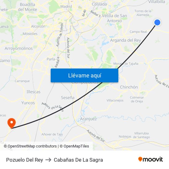 Pozuelo Del Rey to Cabañas De La Sagra map