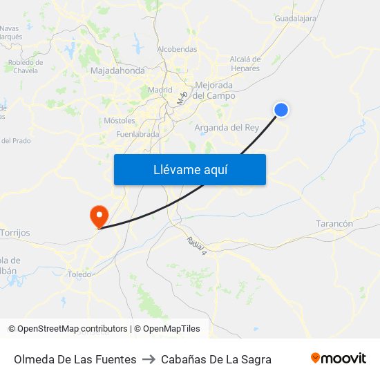 Olmeda De Las Fuentes to Cabañas De La Sagra map