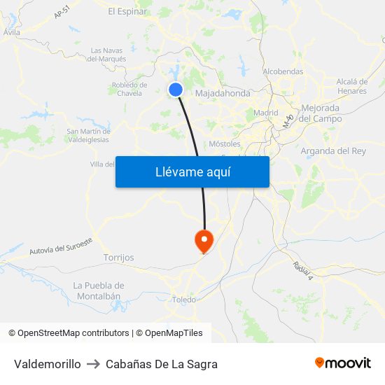 Valdemorillo to Cabañas De La Sagra map
