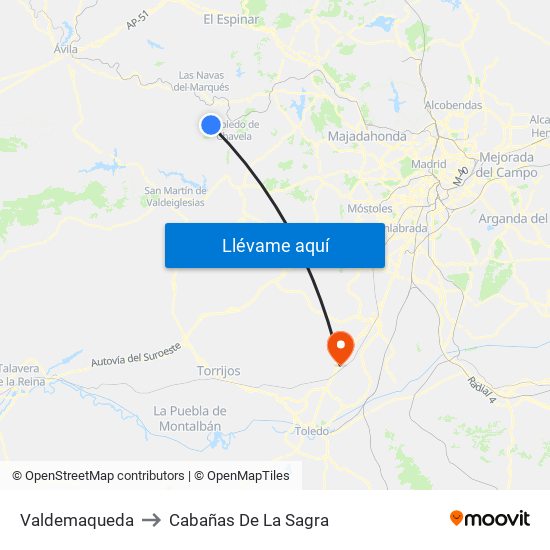 Valdemaqueda to Cabañas De La Sagra map