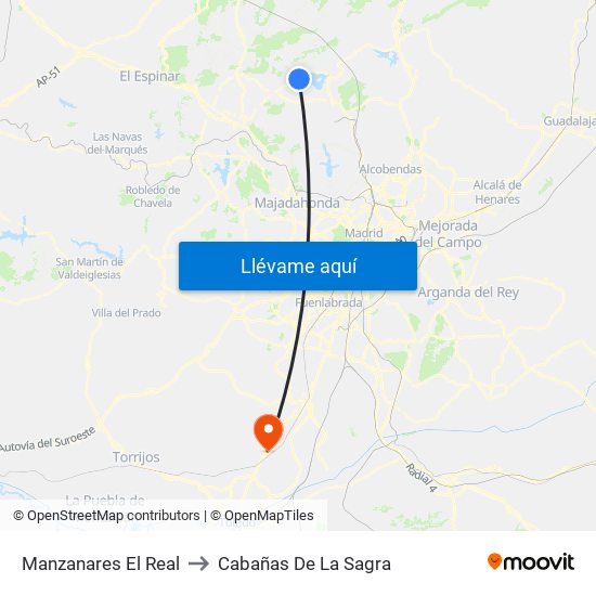 Manzanares El Real to Cabañas De La Sagra map