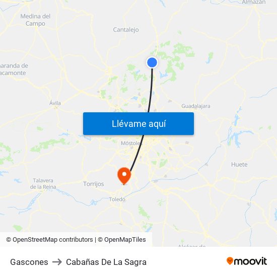 Gascones to Cabañas De La Sagra map