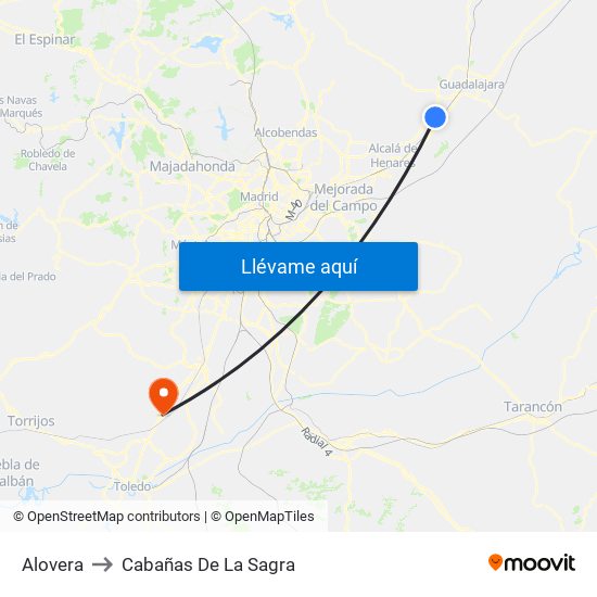 Alovera to Cabañas De La Sagra map