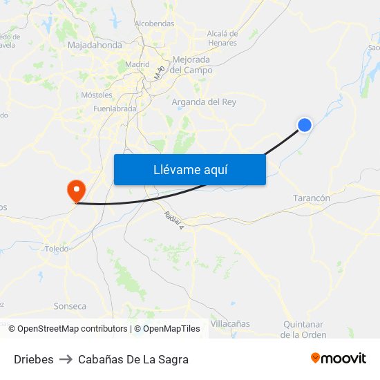 Driebes to Cabañas De La Sagra map
