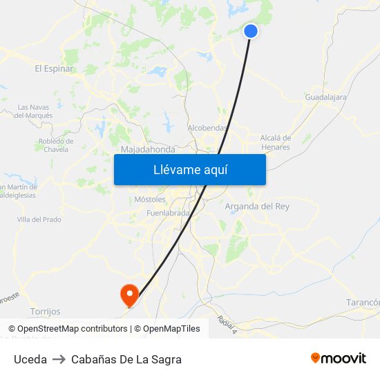 Uceda to Cabañas De La Sagra map