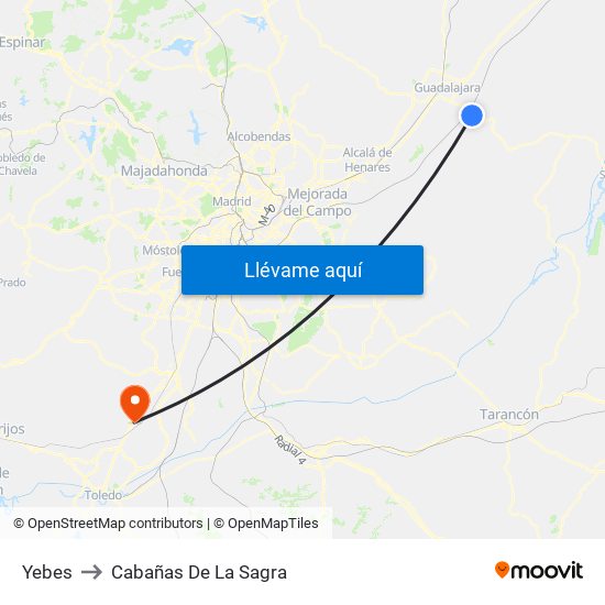 Yebes to Cabañas De La Sagra map