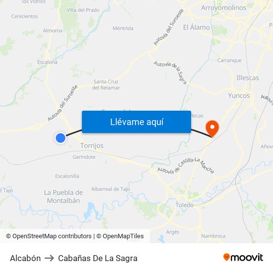 Alcabón to Cabañas De La Sagra map