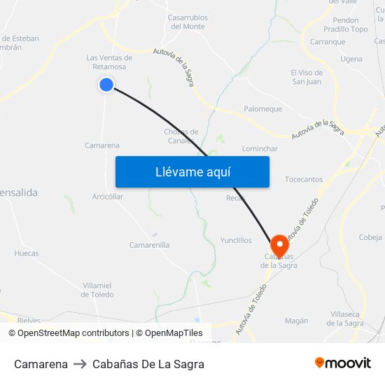 Camarena to Cabañas De La Sagra map