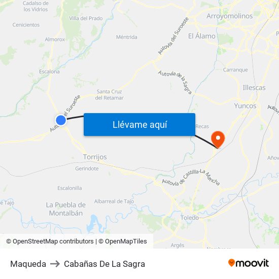 Maqueda to Cabañas De La Sagra map