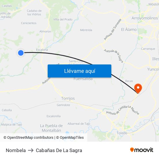 Nombela to Cabañas De La Sagra map