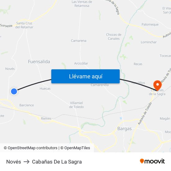 Novés to Cabañas De La Sagra map