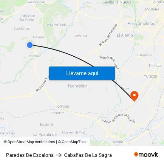 Paredes De Escalona to Cabañas De La Sagra map