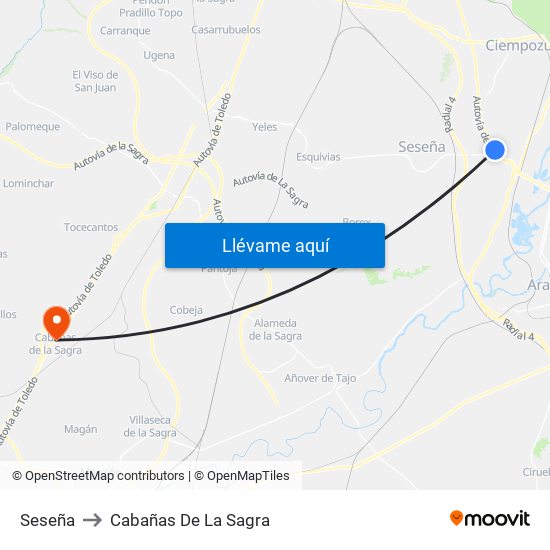 Seseña to Cabañas De La Sagra map