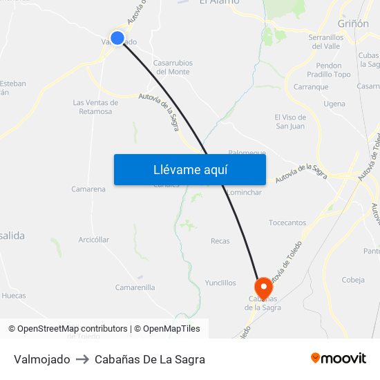 Valmojado to Cabañas De La Sagra map