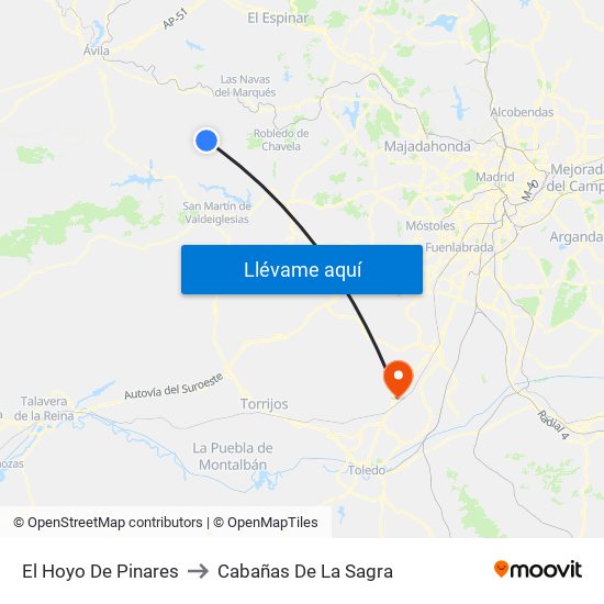 El Hoyo De Pinares to Cabañas De La Sagra map