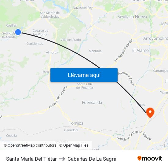Santa María Del Tiétar to Cabañas De La Sagra map