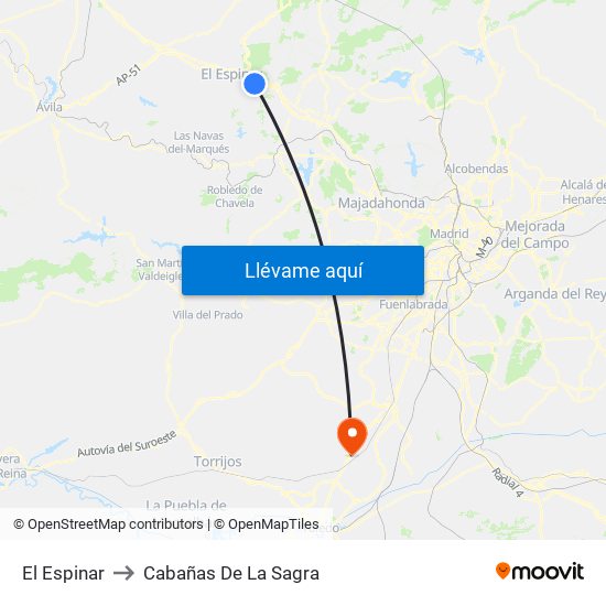 El Espinar to Cabañas De La Sagra map