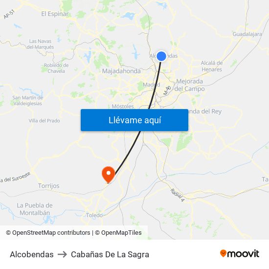Alcobendas to Cabañas De La Sagra map