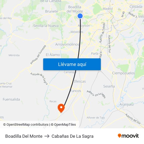 Boadilla Del Monte to Cabañas De La Sagra map