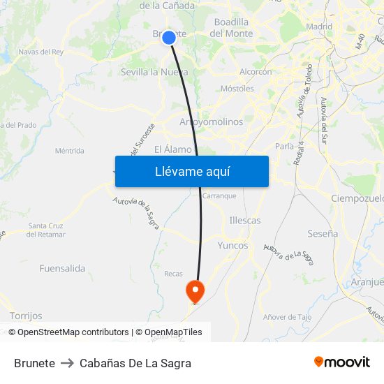 Brunete to Cabañas De La Sagra map